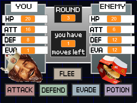 an image of battle from my dungeon game